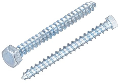 sourcing map Hex Lag Screws, M6 x 60mm Carbon Steel Zinc Plated Half Thread Self-Tapping Bolts for Wood Screw 25Pcs