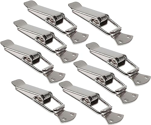 Litensh 8PCS Stainless Steel Tension Clasp with Screws, 56mm Lever Clasp Toolbox Spring Toggle Latch Hasp Catch Clamp Clip, Box Closure Latch Cap Lock for Toolbox Drawer Chest Case Cabinet, 56mm