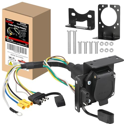 CXTM 4-Way Flat to 7-Way Round Blade & 4 Way Trailer Wiring Harness Adapter, Multifunctional 4 to 7 Pin Trailer Adapter, Vehicle-4 Pin to Trailer-7 Pin & 4 Pin Connector with Mounting Bracket