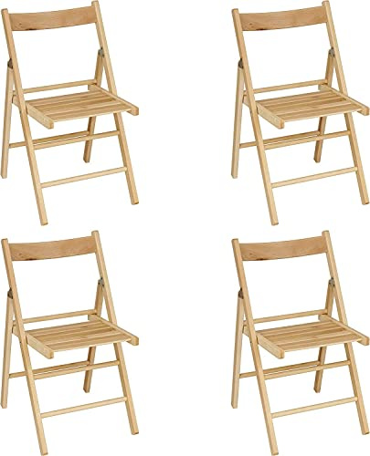 HOMEGARDENBEACH HGB COLLECTION SET DI SEDIE PIEGHEVOLI IN LEGNO NATURALE (4)