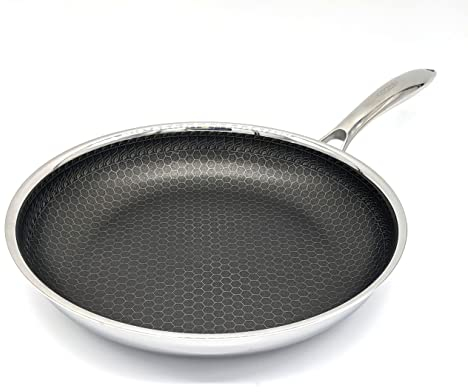 Cooksy 11 Inch Hexagon Surface Hybrid Stainless Steel Frying Pan