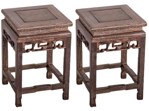 Cabilock 2pcs Plant Stools Indoor Antique Display Stand Indoor Plant Pots Jade Plant Vase Display Stand Planter Pots for Balcony Flower Pot Holder Wooden Frame Chinese Style