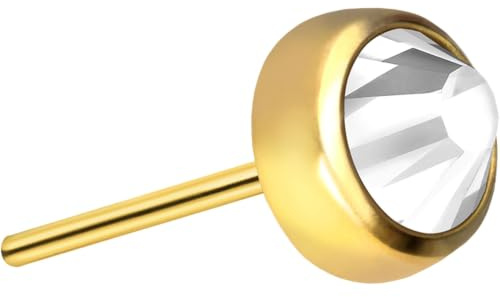 PIERCINGLINE Titan Labret Aufsatz mit Push Pin Disc + KRISTALL OHNE Labret Stecker Piercing Ohr Conch Tragus Lippe Nase Medusa Farb & Größenauswahl