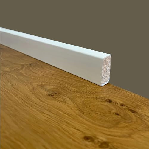 Battiscopa PREMIUM in legno MASSELLO basso squadrato 33x14 laccato bianco (prezzo al metro)