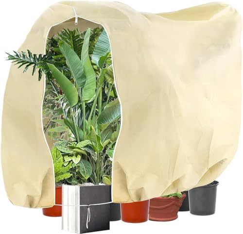 Noosverl Winterschutz für Pflanzen(240cm x 200 cm),Winterschutz Vlieshaube XXL,Pflanzenschutz Winter Tasche mit Reißverschluss und Kordelzug Winter für Kübelpflanzen Olivenbaum