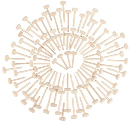 Lot de 100 Mini Maillets en Bois pour Crabe, Homard, Marteaux en Bois, Bois Crabe Marteau Mini Marteau en Bois Patisserie Marteau en Bois Dur Massif pour Cœur en Chocolat Cassable