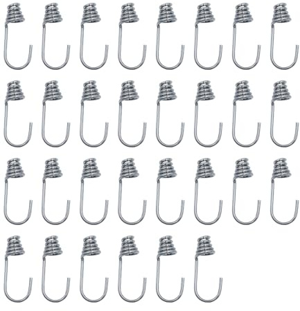 ONEBO 30 Stück Spiralhaken,Bungee Straps Haken,Shock Cord Haken,Seilhaken für Anhänger,für Bungee Ropes Shock Cord Elastisches Seil(3mm,Silber)