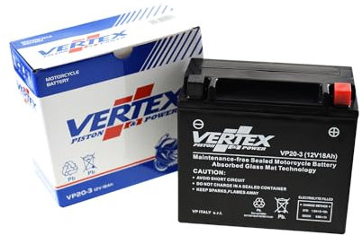 Vertex VP20-3 Sealed AGM Motorcycle Battery, 12V, 18Ah, CCA (-18) 270, Compatiable with: CTX20L-BS/CTX20HL-BS, Perfect battery for Motorcycle, ATV's, Personal Watercraft and Snowmobiles