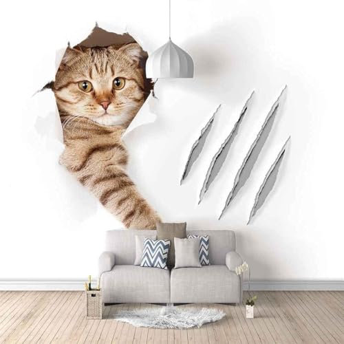 Papel Tapiz 3D Gato Papel 3D Creativo Papel Tapiz 3D Creativo Fondo De Pared Panorámica Fondo De Pared Papel Tapiz Pared Pintado Papel Tapiz 3D Decoración Dormitorio Fotomural Sala Mural-430cm×300cm