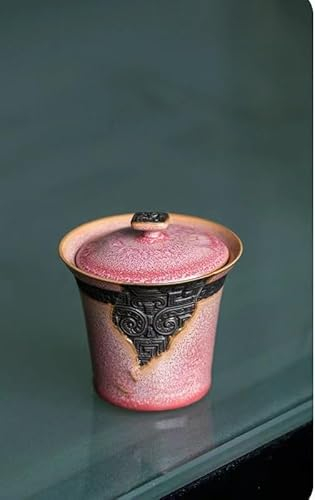 GeRRiT China-Teetassen, rote Schalen mit rosa Make-up, chinesische Retro-Teeschalen aus Keramik, Haushalts-Kung-Fu-Teesets, spezielle Teezubereiter for Damen. (Color : 1)