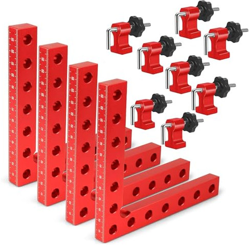 aleawol 90 Degree Positioning Squares Right Angle Clamps, 4pcs Aluminum Alloy Carpenter Corner Clamps for Woodwork 14 x 14cm Wood Corner Clamps for Picture Frames Cabinet Drawer