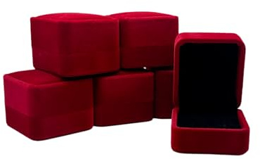 DELALO Ringschachtel Rot Weinrot Samt Ringschatulle: Perfekte Geschenkverpackung und Organizer für Eheringe und Ohrringe - Ringbox für die Antrag, Verlobung, Hochzeit (6)