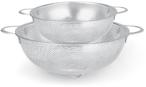 Scolapasta in acciaio inox da 3 litri, colino in metallo con base, colino per alimenti da cucina, lavabile in lavastoviglie