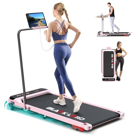 BLACK LORD Laufband, Walking pad 9/12/16 km/h, Laufmattemit/ohne 9% Steigung, unter dem Schreibtisch,tragbar, leise, LED-Display, App, 120/130/140 kg Belastbarkeit, Zuhause und Büro, 2,2/3,0/3,2 PS
