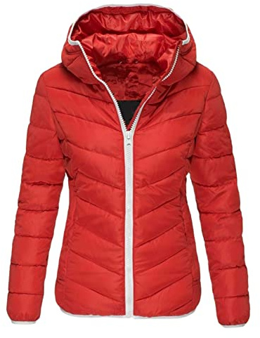 NAFING Veste Capuche Femme, Doudoune Femme Avec Capuche Blouson Hiver Chaude Doudoune Duvet Matelassé Anorak Zippée Parka Légère Manteau Mi Saison Doudounes De Randonnée Femme