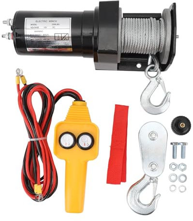 Brilluxa Treuil électrique CC 12 V 907,2 kg avec télécommande, treuil de remorque polyvalent et efficace, compatible avec UTV