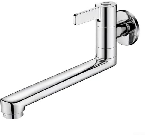 Jayruit Rubinetto Estensibile da Parete, in Acciaio Inox, Girevole, Singolo Rubinetto per Acqua Fredda per lavello da Cucina, lavatoio, Pulizia per Pulizia Agevole, Montaggio Semplice (20 cm)