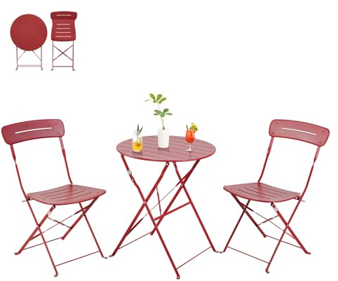 Grand patio Set mobili da balcone con 2 sedie, 3 pezzi, mobili da terrazza resistenti alle intemperie, set da bistrò, set di mobili da balcone e giardino per piccolo balcone (blu)