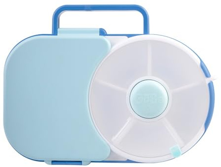 GoBe Kids Großer Snack-Spinner – Wiederverwendbarer Snackbehälter mit 4 Fächern Spender & Schiebetür – BPA- und PVC-frei – spülmaschinenfest, kein Verschütten, auslaufsicher