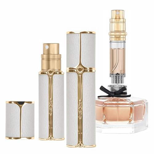 muilsae BF01WHG Parfümzerstäuber Nachfüllbar, 10ml Leer Reise Parfüm Zerstäuber, Bodenfüllung parfum reise zerstäuber, für Handtasche, Reisen, Ferien, Flugreisen (Weißgold)