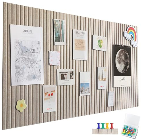 60 x 40 cm, tablón de anuncios de fieltro grande, autoadhesivo, rayas verticales decorativas de fieltro, tablero de fieltro, pizarra plegable para fotos, tableros de notas, tableros de notas, tablones