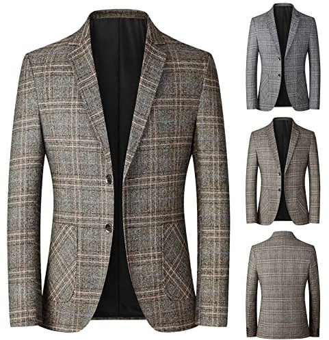 Blazer à carreaux pour homme - Veste de sport en tweed à double boutonnage - Veste décontractée - Veste de bar Mitzvah - Veste patchwork britannique avec 2 boutons - Coupe régulière