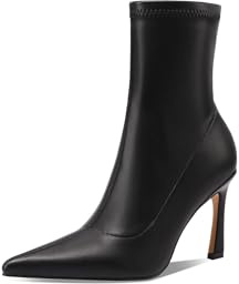 QUEEN HELENA Tronchetti con Tacco Alto Stivaletti a Punta Donna K4004 (Nero Pu, Sistema Taglie Calzature EU, Adulto, Donna, Numero, Media, 37)