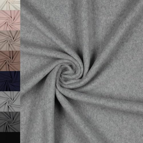 MAGAM-Stoffe Frieda Bio Fleece Stoff 100% Baumwolle Meterware 50cm (07. Grau meliert)