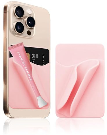 1 x Lippenstifthalter mit Saugnapf, Handyhülle mit Saugnapf, Silikonständer, Lipgloshalter, selbstklebender Lipgloss, SIM-Kartenhalter für iPhone und Android (rosa)