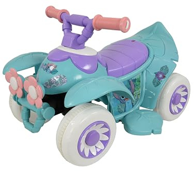 Stitch Kids Mini Quad Bike - Official Licensed Kids Ride On Car - 6V Aloha Electric Ride On Toys - Forward, Reverse Gears, Chunky Tyres & Amazing Friends Decals, Safe Toddler Toy - Stitch Toys