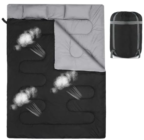 Lpoppcx Saco de Dormir para 2 Personas - Saco Impermeable para Verano e Invierno | Bolsa Compresión Incluida Unisex Deporte Viaje Mochilero Exterior Verano Invierno Abrigo