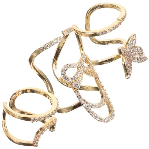 MUSISALY Juego de 3 Anillos Accesorios Decorativos para Uñas de Metal Dorado , Desmontables y Cómodos para Mujeres Perfectos para Diferentes Estilos y Ocasiones