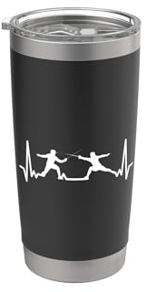 Esgrima deportiva jugadores juego Fencing cardiogram Esgrima Vaso térmico de acero inoxidable de doble pared