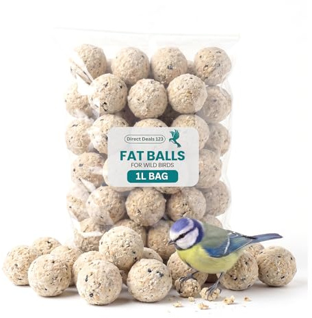 1L Fat Balls for Wild Bird Food, Feed for Robins Sparrows Garden Wildlife | Premium Energy Treat Natural Food Garden Wildlife High Oil Nutrition Winter Feeding Pack Quality for All Life Stages