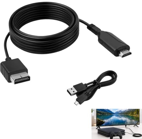 Adattatore PS1 PS2 verso HDMI, Cavo AV per PS2 verso HDMI 1080P 720P, Convertitore Audio Video HD con Cavo 150CM, Compatibile con Console PS1 PS2 Slim FAT, Adattatore HDMI per Proiettore e Schermo