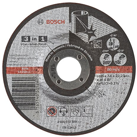 Bosch 1x Disque 3-in-1 Disc PRO Stainless Steel and Metal pour petite meuleuse angulaire et alésage 22,23 mm (pour Acier, Acier inoxydable, Ø 125 mm, Professional Accessoire Petite meuleuse angulaire)