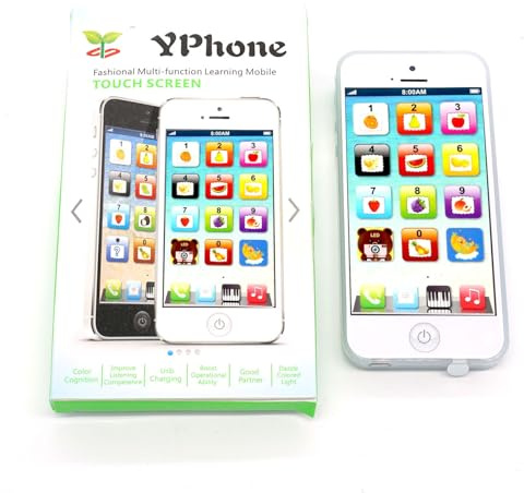 Cooplay Child's Interactive My First Own Cell Phone Toy- Play to learn, touch screen YPhone with 8 functions and dazzling LED lights Toddler Christmas Gift