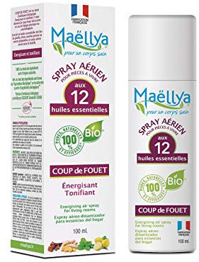 Maellya Spray Aérien BIO, Énergisant et Tonifiant, aux 12 Huiles Essentielles, Coup de Fouet, 100% Pures et Naturelles, Aromathérapie, Contrôlé Ecocert Greenlife, Epicé, 100 ml