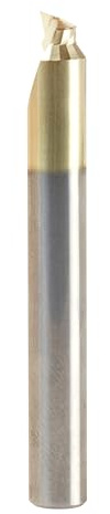 Amana Tool CNC Solid Carbide Aluminum Cutting Chamfer Edge Router Bit End Mill, ZrN Coated, 51625, 3/16 D x 3/32 CH x 1/4 SHK x 2 Inch L x Single Fl