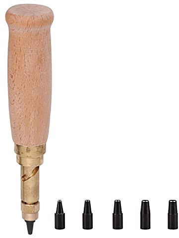 Trimming Shop Automatic Hole Punch Cutter Tool Book Drill with 6 Tips Size 1.5mm - 4mm for Sewing DIY Leathercrafts, PVC Banner, Paper Crafts, Bookbinding