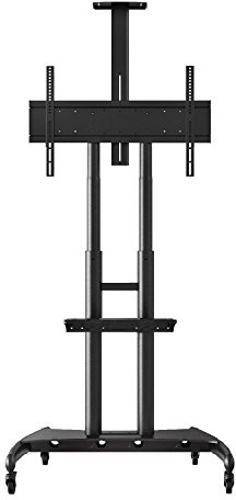 LUXOR FP4000 Adjustable-Height Large-Capacity LCD TV Stand, 25 lbs, Stand 39.25W x 28.25D x 48 to 65H in 2 increments, Shelf 19.625W x 11D, Four 3 Casters, All with Locking Brakes