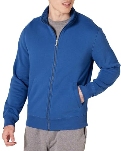 Amazon Essentials herr full-zip fleece mock neck sweatshirt, blå, X-Large