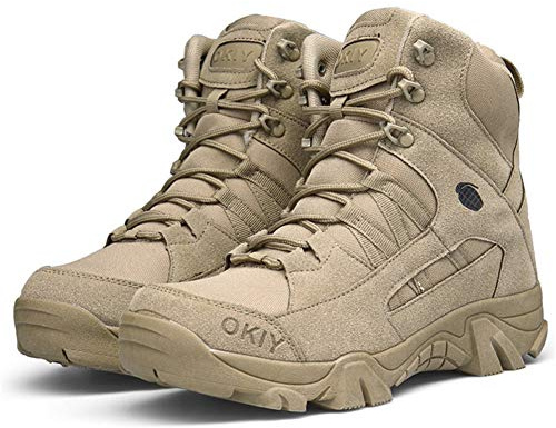 Bititger - Botas de desierto militares de piel, impermeables, con cremallera, botas tácticas y de combate para hombre, para patrullas, de seguridad, para policías, color, talla 43.5 EU