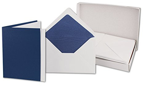 50 Faltkarten-Sets - Nachtblau - 12 x 17 cm - DIN B6 Klapp-Karten mit Briefumschläge Nachtblau gefüttert - inklusive Einleger