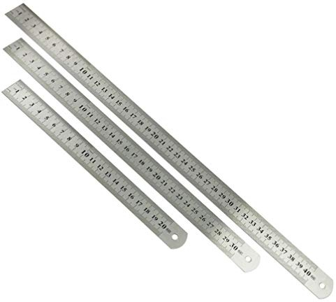 TOYANDONA Edelstahl Lineal Set 20 Cm 30 Cm 40 Cm Metall Lineal Mit Doppelskala Präzisionsskala Und Aufhängeloch Für Büro Schule Technische Zeichnungen Und Messen