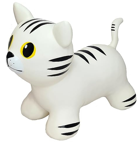 GERARDO'S Toys My First Jumpy für Kinder ab 1 Jahr, Bouncy Hopper Ride on Animal White Cat mit Pumpe enthalten, aufblasbare Hüpfburg für Kleinkinder drinnen und draußen