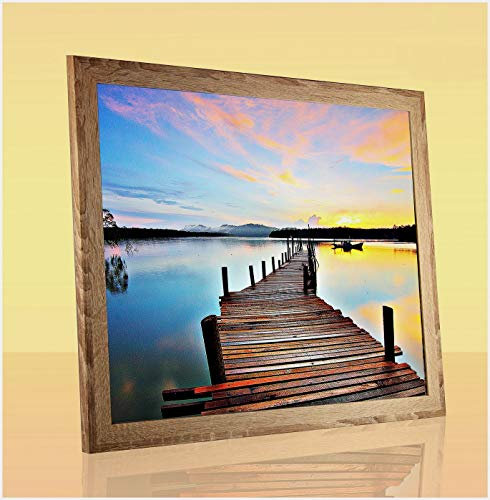 Bonito Slimline Profil Bilderrahmen Posterrahmen 48x64 cm Sonoma Eiche Dekor 64x48 cm Puzzlerahmen Diamond Painting mit Antireflex Kunstglas