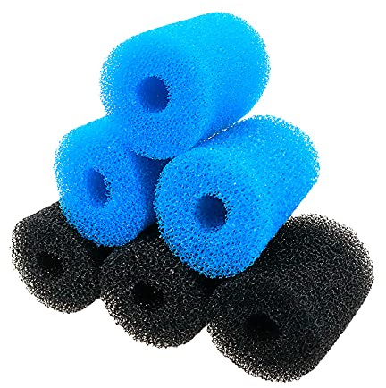 Xiaoyztan Lot de 6 cartouches filtrantes en mousse de 7,6 x 6,3 cm pour aquarium avec trou de 2 cm de diamètre (bleu et noir)