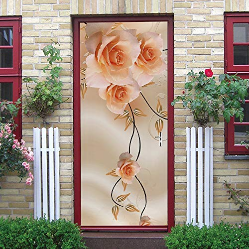 Türaufkleber Selbstklebend 3D Dreidimensionale Blumen Türtapete Wandbild Türfolie TürPoster Fototapete 86x200cm
