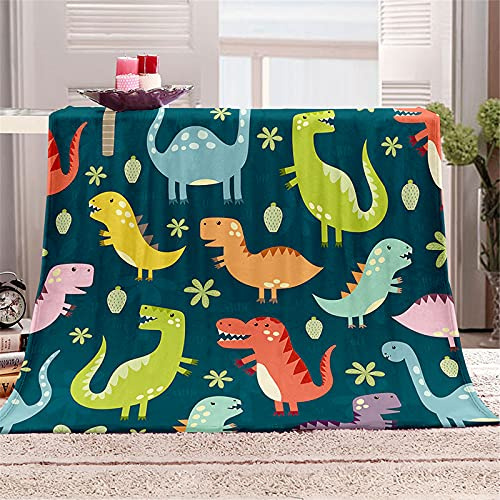 FANSU Plaid Couverture Polaire Flanelle, 3D Animal Imprimé Hiver Chaude Douce Moelleuse Microfibre Couverture de Lit Couvre-lit Jeté de Canapé, Convient Adulte et Enfant (Dinosaure,80x120cm)